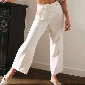 Wilfred White High-Rise Wide-Leg Cropped Pants